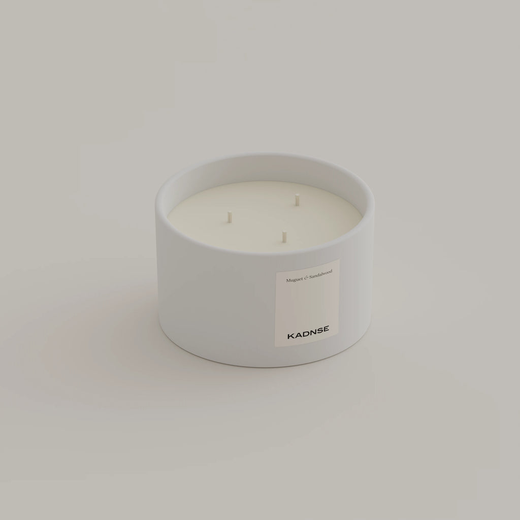 Muguet & Sandalwood scented candle 500g White — Kadnse handpoured luxury candle, natural wax, made in Porto