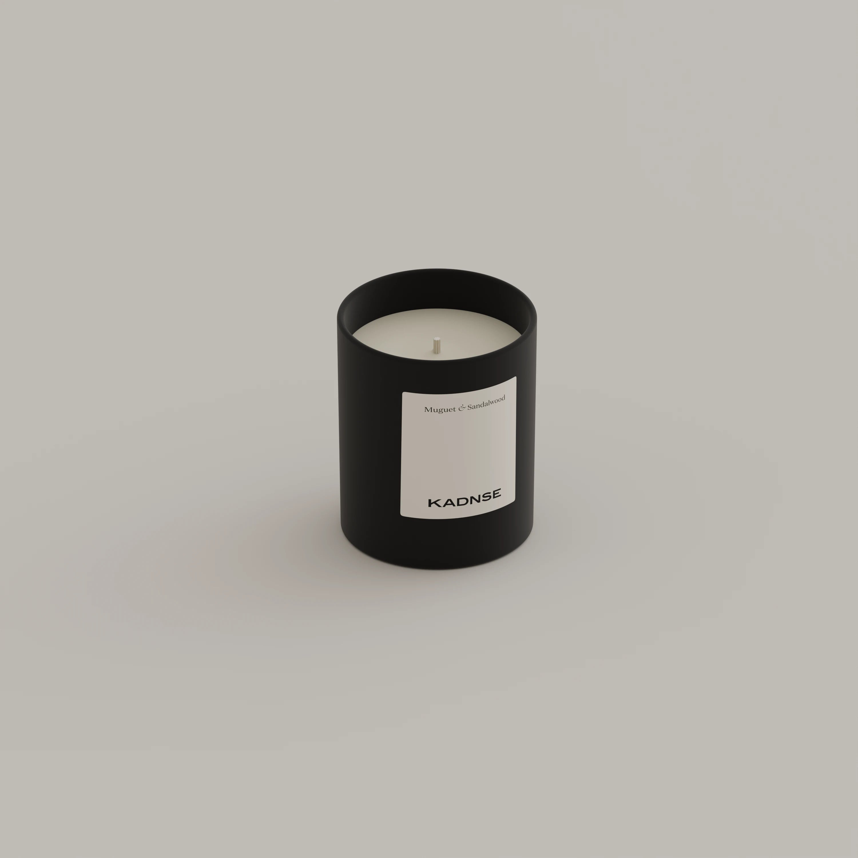 Muguet & Sandalwood scented candle 130g Black Edition — Kadnse handpoured luxury candle, natural wax, made in Porto