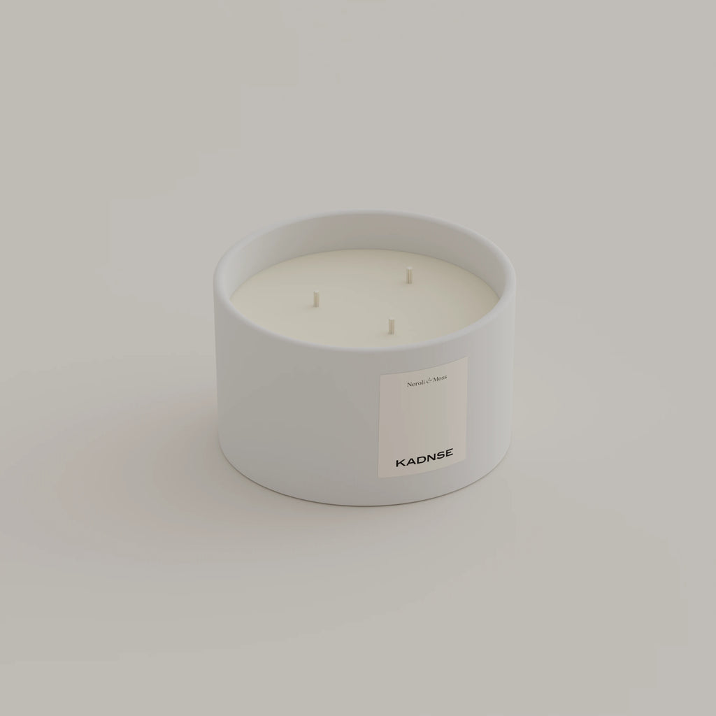 Neroli & Moss scented candle 500g White — Kadnse handpoured luxury candle, natural wax, made in Porto