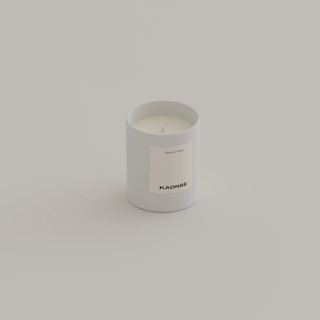 Neroli & Moss scented candle 130g White — Kadnse handpoured luxury candle, natural wax, made in Porto