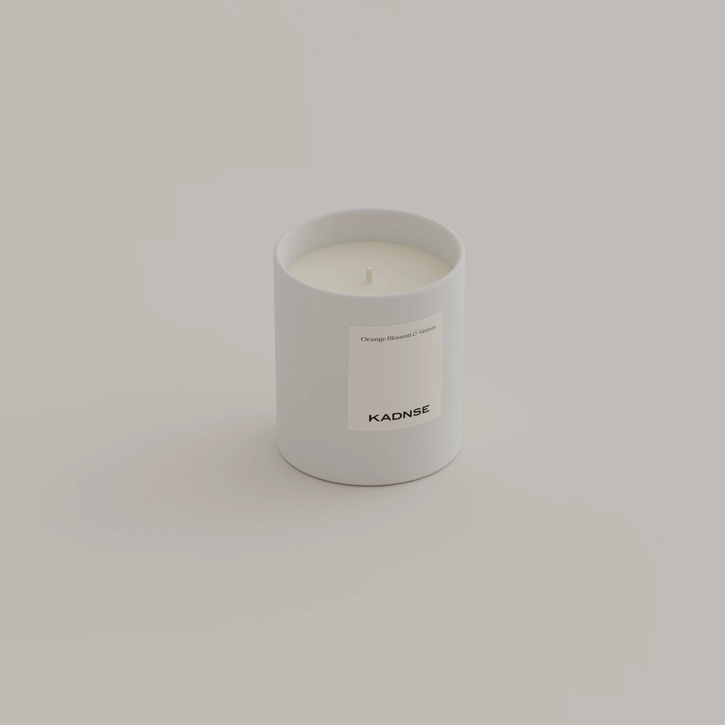 Orange Blossom & Vetiver scented candle 200g White — Kadnse handpoured luxury candle, natural wax, made in Porto